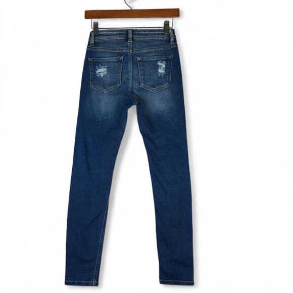 KanCan Skinny Jeans Womens 25 Blue High Rise Medium Backed Destructed Distressed - Picture 2 of 11